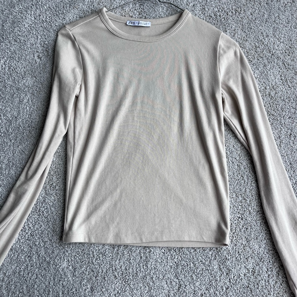 Zara Beige Long Sleeve Top